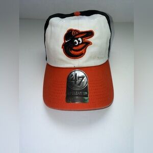 NWT Baltimore Orioles '47 Clean Up Hat – White/Orange/Black MLB Strapback